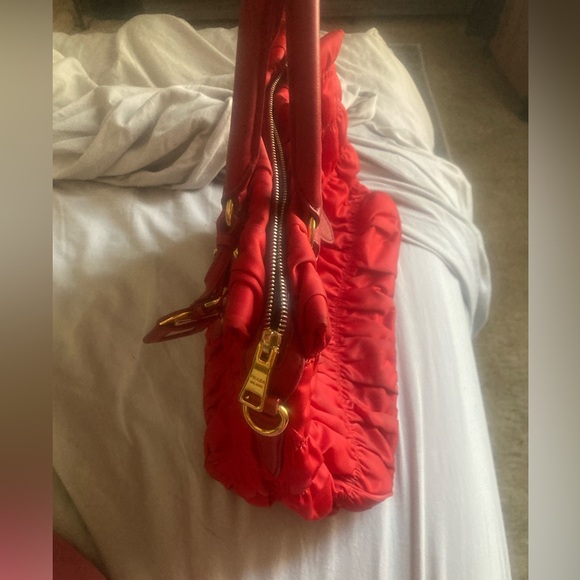 AUTHENTIC PRADA NAPPA TRIMMED HANDBAG - Picture 2 of 6